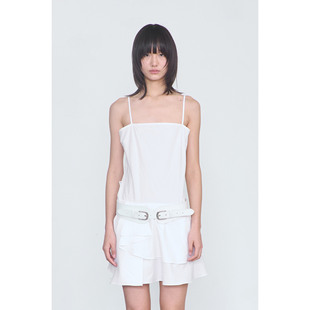 CERRIC 26春新品简约荷叶边连衣裙纯棉层叠吊带礼服裙韩国代购