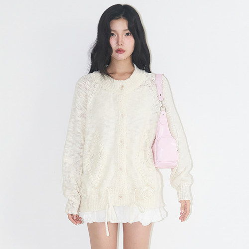 ILLIGO 25秋新款宽松休闲慵懒风纯色针织开衫外套韩国代购