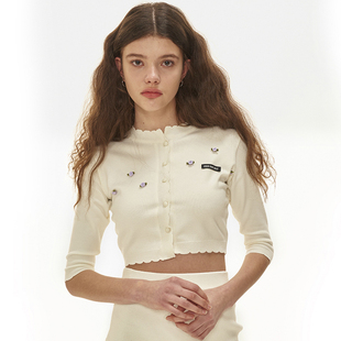 修身 针织衫 甜美可爱开衫 秒发ODD 新款 OUT短款 女2020春季 韩国 ONE