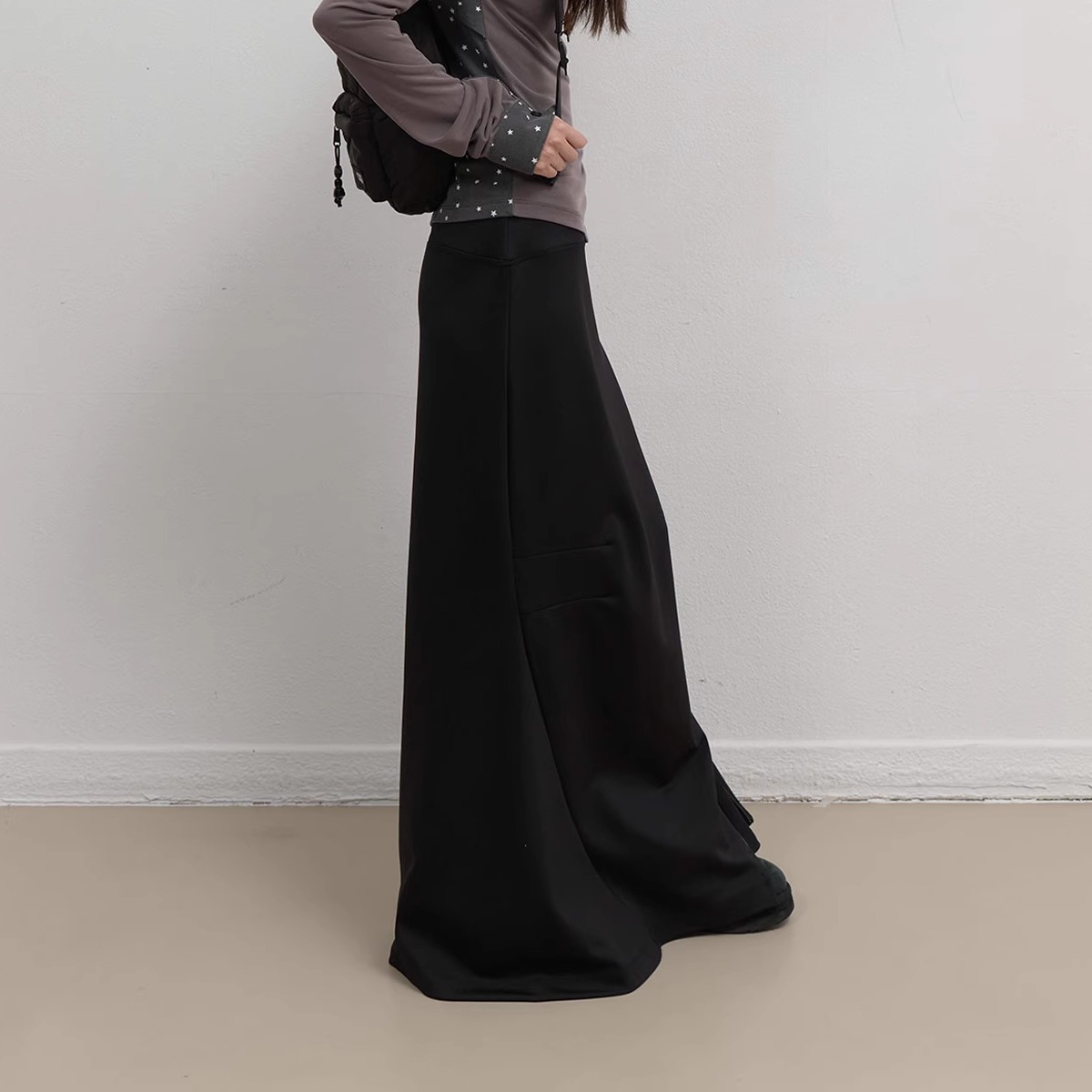 OJOS 25秋不规则半身裙拉链开衩设计拼接显瘦长裙韩国代购