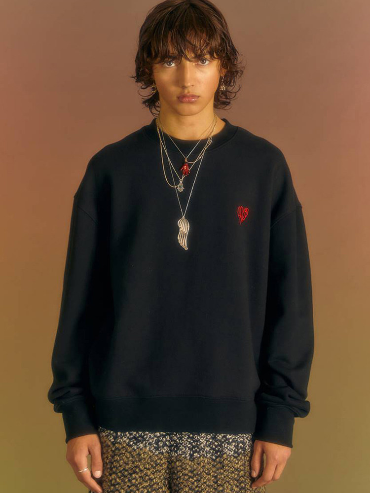 andersson bell 23秋新款 心形刺绣logo圆领宽松百搭卫衣韩国代购