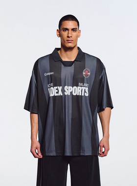 汪苏泷同款HDEX 25夏复古竖版条纹翻领短袖球衣风宽松T恤韩国代购