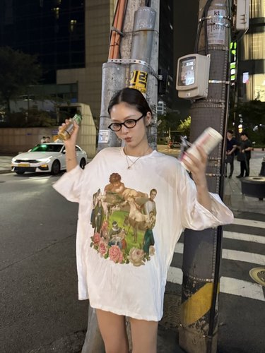 博主同款TRUNKPROJECT 褶皱印花宽松短袖T恤韩国代购