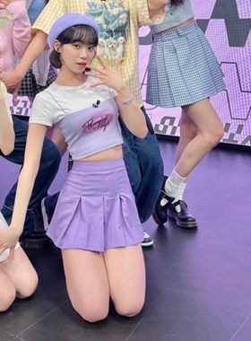 现货lesserafim金采源 艺琳同款runningHIGH22新款抹胸内搭扎染