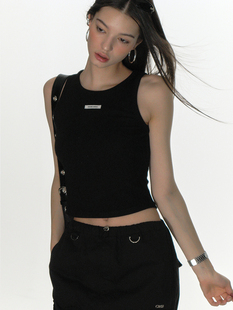 现货/CRANK 24春季修身背心外穿短款纯欲无袖吊带上衣韩国代购