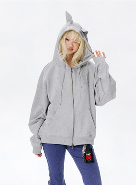 runningHIGH 25秋新款宽松y2k千禧风可爱耳朵短外套韩国代购