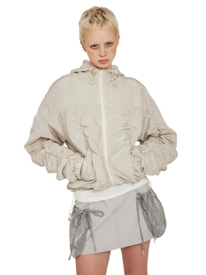 现货/CRANK 2023秋褶皱连帽夹克 抽绳宽松休闲外套 韩国正品代购