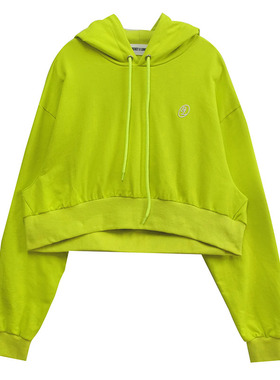 秒发ROCKET X LUNCH 2019秋冬黄绿色短款连帽卫衣宽松休闲百搭