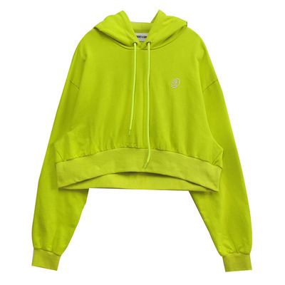 秒发秋冬黄绿色短款休闲连帽卫衣