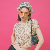 上衣韩国代购 CRANK logo印花圆领短袖 T恤假两件短款 21夏季 新品