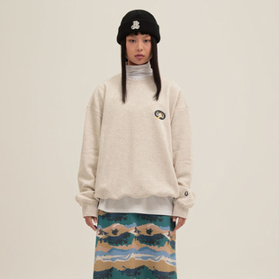 秒发ISTKUNST 21早秋新款个性闪电印花宽松套头卫衣韩国代购