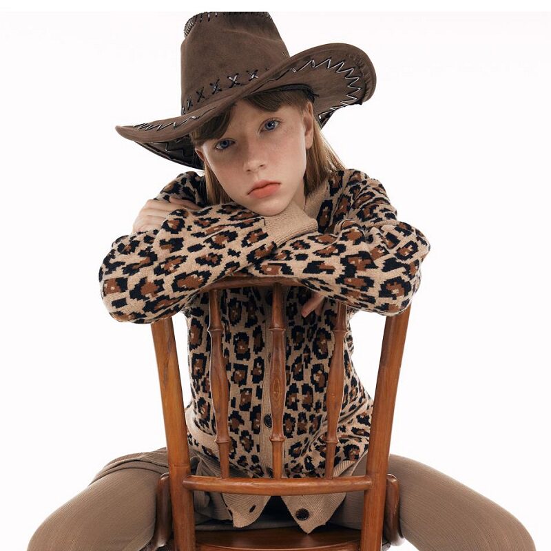 SCULPTOR豹纹针织开衫外套