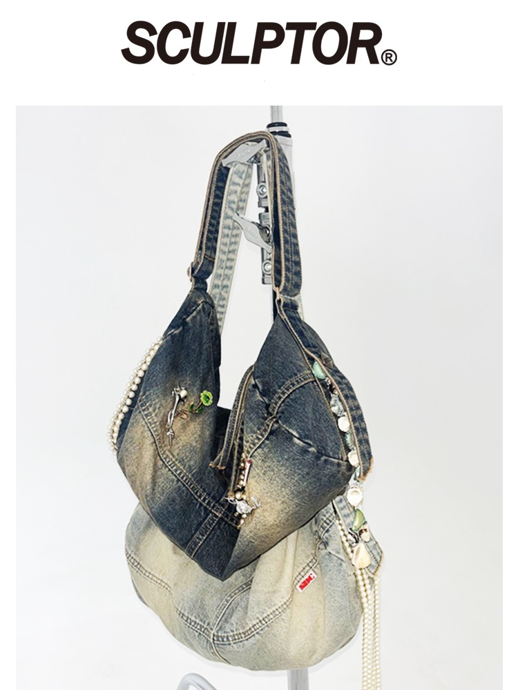 SCULPTOR水洗做旧牛仔水桶包