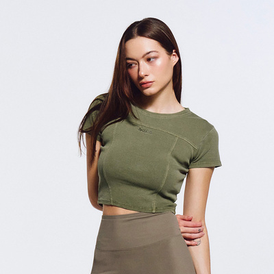 HDEX 25秋新品复古做旧设计感车缝线修身短袖T恤韩国代购