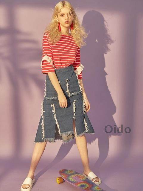 秒发oido|韩国设计师品牌DEW E DEW E毛边设计鱼尾半身牛仔裙女|msdalam kategori Butik wanita / wanita, skirt - dari Buy2taobao.com untuk memberikan perkhidmatan ejen Taobao profesional membeli