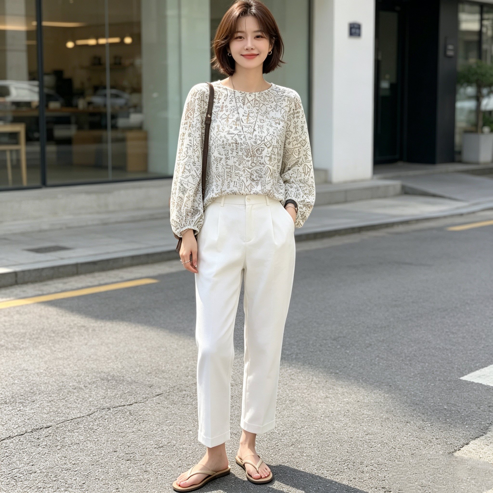 设计感休闲印花雪纺衫女2026夏季新款宽松大码减龄薄款七分袖上衣