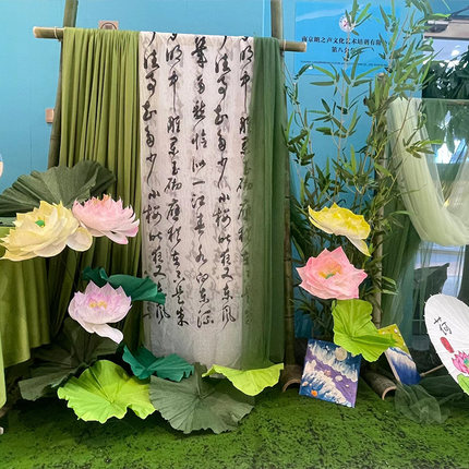 幼儿园新中式中国风环创立体荷花荷叶教室走廊主题墙教室场景布置