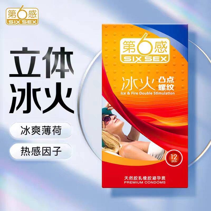 第6感冰火两重天凸点螺纹颗粒超薄避孕套情趣调情狼牙避孕套