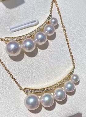 T家同款月牙款微笑珍珠项链女轻奢小众纯银链高级送女友生日礼物