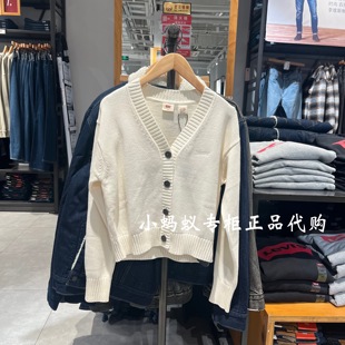 毛衣008G3 Levis李维斯2025秋季 宽松针织衫 女士V领长袖 0000 新款