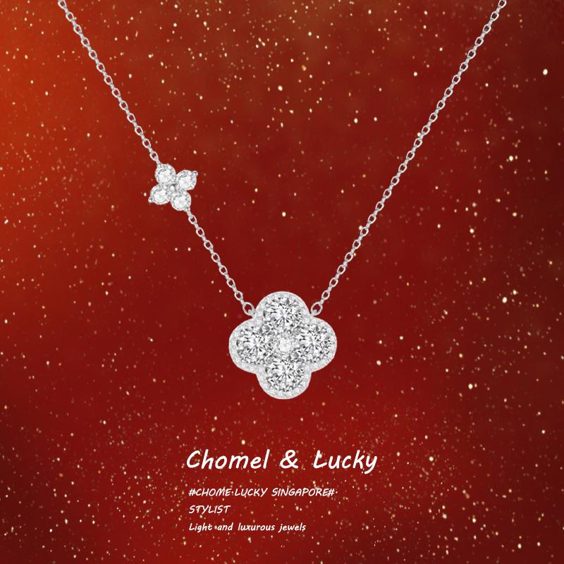 幸运的象征！爆闪四叶草项链纯银