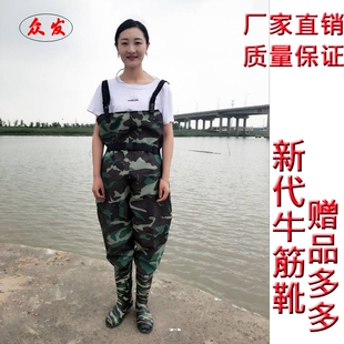加厚半身下水裤连体防水衣雨裤皮叉捕鱼钓鱼渔裤涉水裤雨鞋耐磨