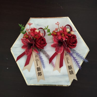 结婚胸花新郎新娘婚礼父亲母亲家人送亲伴郎伴娘兄弟姐妹腕花定制