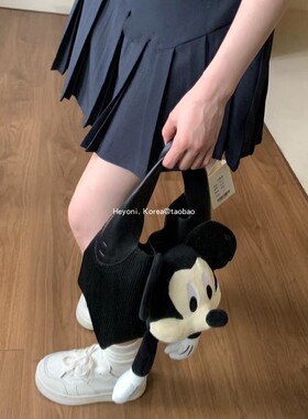 HEYONI韩国设计师款可爱米奇手提包包女大容量斜跨单肩高级菜篮子
