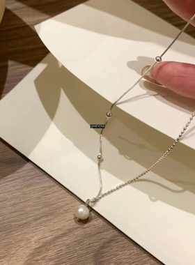 韩国高级天然珍珠项链女ins博主同款轻奢小众法式搭配锁骨链极简