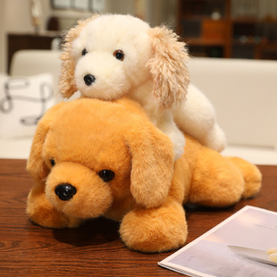 可爱Q萌趴姿狗狗公仔毛绒玩具金毛美卡犬卓伴小狗玩偶布娃娃礼物