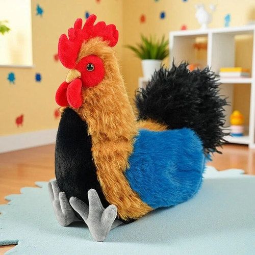 跨境仿真小鸡公仔毛绒玩具乌鸡芦花鸡玩偶老母鸡大公鸡布娃娃抱枕