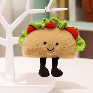 跨境塔可饼公仔毛绒玩具秘制汉堡包小挂件抓机布娃娃学生包抱挂饰