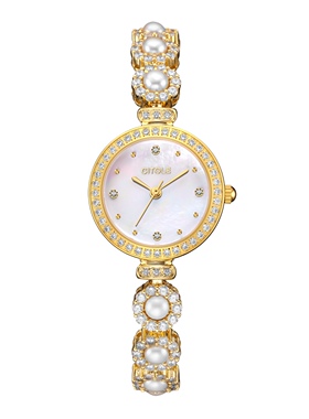 CITOLE西腾天然珍珠镶嵌带珠宝鉴定书手链手表女女士石英表5265