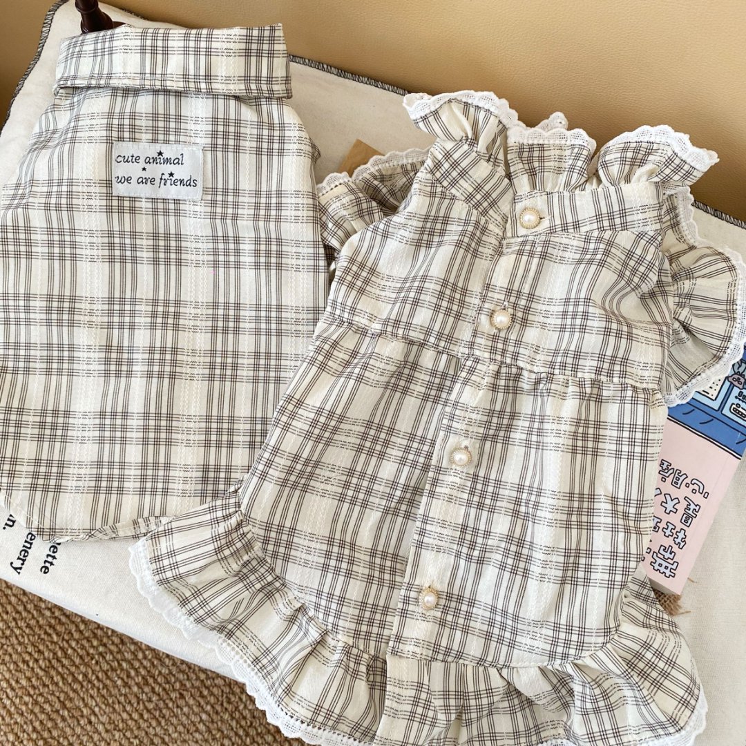 宠物礼服狗狗情侣装衬衫波浪裙子衣服狗狗猫咪衬衫小狗小型洋装