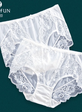 蝶安芬内裤女白色蕾丝无痕纯棉裆夏季薄款透气性感新款女生三角裤