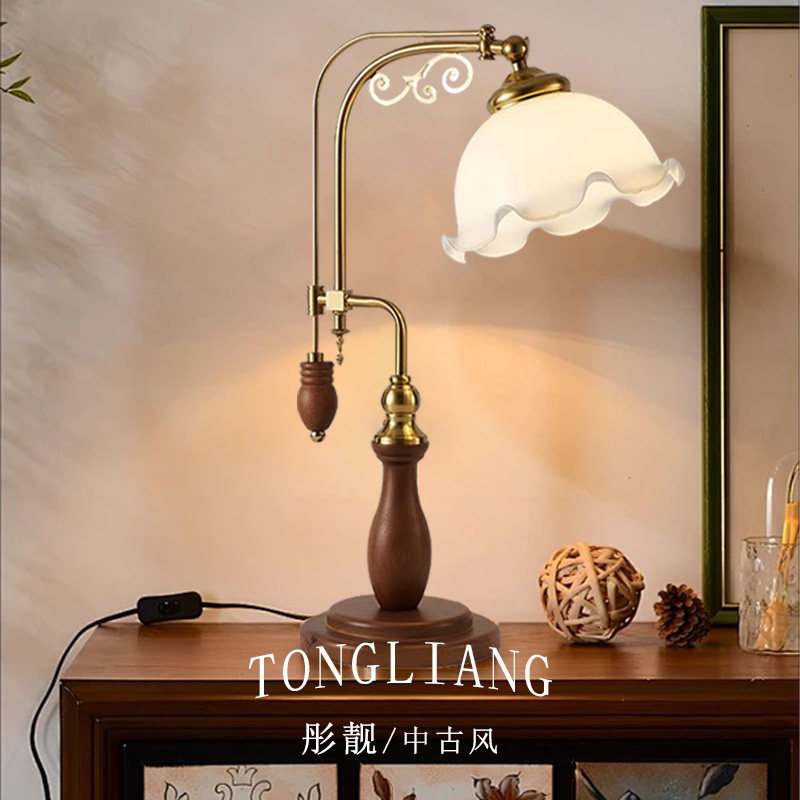美式复古台灯法式卧室怀旧玻璃