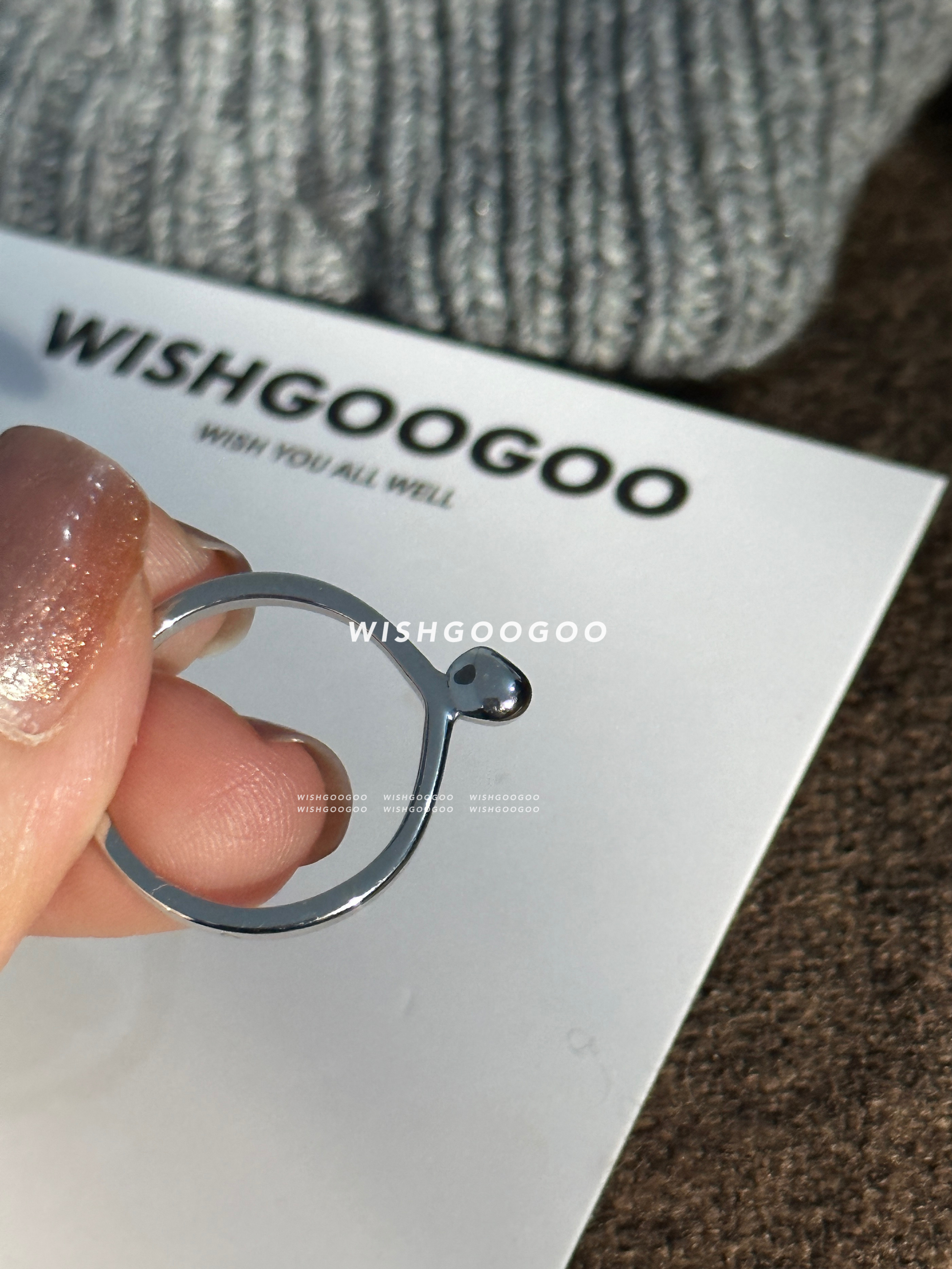 WISHGOOGOO不规则小豆丁戒指女ins韩国小众简约925纯银百搭食指戒