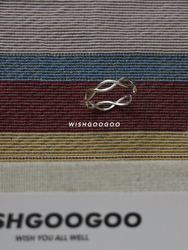 WISHGOOGOO缠绕镂空线条戒指女925纯银ins简约日常通勤开口戒