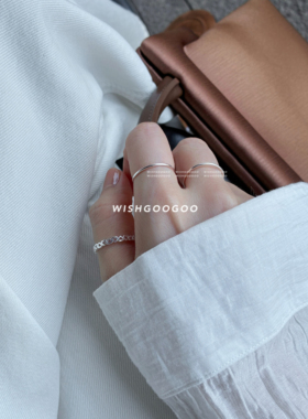 WISHGOOGOO极细光面素圈戒指女925纯银ins韩系日常叠戴百搭指环
