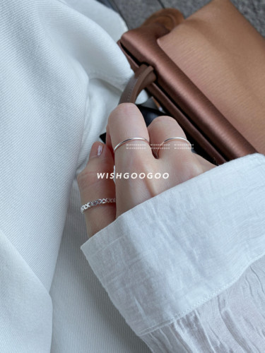 WISHGOOGOO极细光面素圈戒指女925纯银ins韩系日常叠戴百搭指环