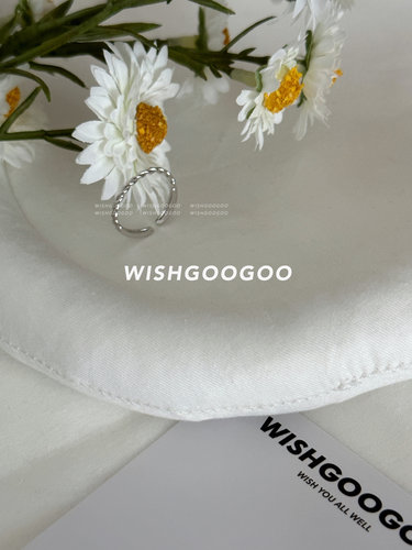 WISHGOOGOO细麻花925纯银戒指简约百搭韩国ins缠绕基础款开口尾戒