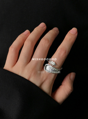 WISHGOOGOO羽毛锆石戒指女韩国ins小众设计不规则高级精致开口戒