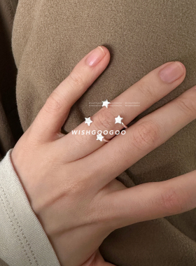 WISHGOOGOO星星尾戒关节戒指女ins韩国小众简约925纯银叠戴开口戒