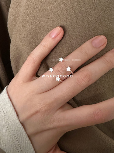 WISHGOOGOO星星尾戒关节戒指女ins韩国小众简约925纯银叠戴开口戒