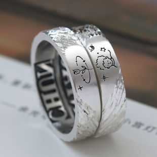 小王子 玫瑰花情侣对戒999纯银手工戒指定制刻字小众520表白礼物