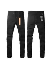 High Street Ripped American Style Men's Fashion Black Distressed Casual Pants, Fashionable Casual Pants, Pure Cotton, Slim Fit, Knee-Length