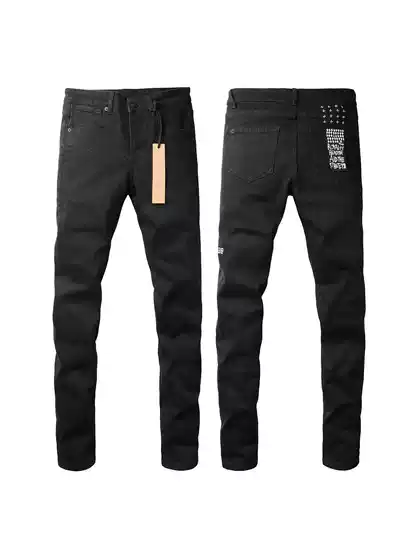 High Street Ripped American Style Men's Fashion Black Distressed Casual Pants, Fashionable Casual Pants, Pure Cotton, Slim Fit, Knee-Length