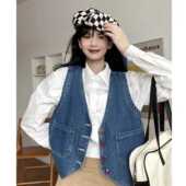 牛仔马甲女2023春夏新款 坎肩背心外套 港风复古宽松百搭设计感无袖