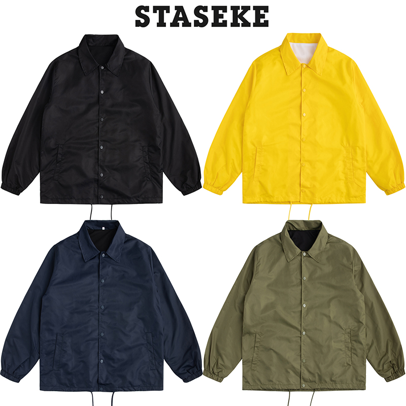 翻领春秋夏冬宽松教练夹克防水