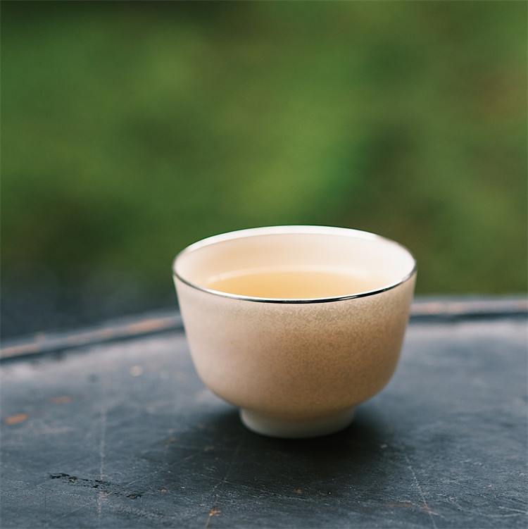 不亦室 云龙 纯手工 白色斑驳包银口主人杯品茗杯